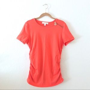 michael kors cotton top with zipper detail